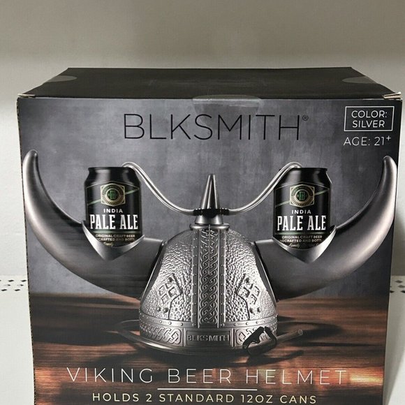 “Viking Beer Helmet” Silver Holds 2/12 Oz Cans Hands Free Drinking Party, Sport - Picture 4 of 6